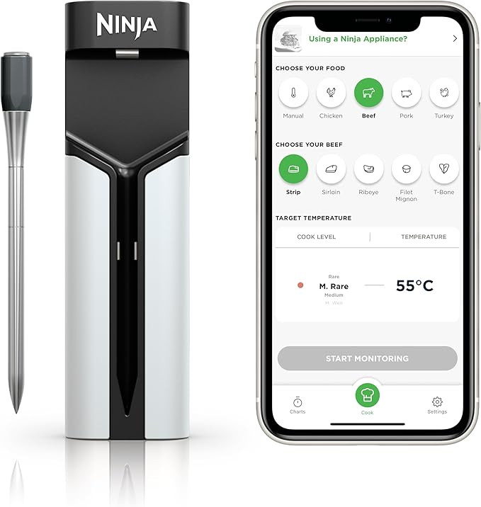 Ninja ProChef Wireless Digital Meat Thermometer Probe for Indoor & Outdoor Cooking with 50m Bluet... | Amazon (UK)