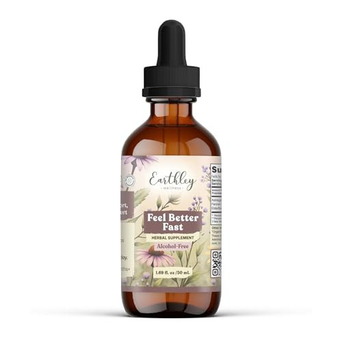 Earthley Wellness Feel Better Fast, All-Natural Relief for Minor Ailments, Organic Herbal Formula, Supports Immune & Digestive Health, Echinacea Root and More, 6 Month Supply (1.69oz Glass, 500 doses) | Amazon (US)