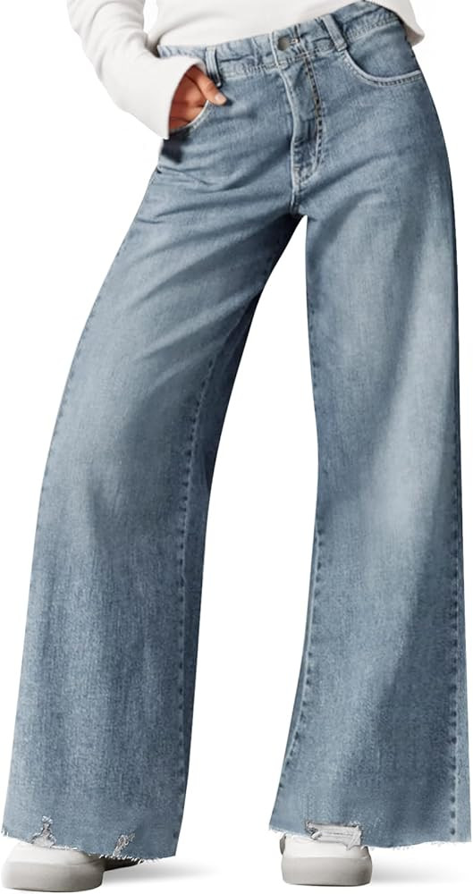 Cicy Bell Women's Wide Leg Jeans Casual High Waisted Distressed Frayed Hem Loose Trendy Baggy Den... | Amazon (US)