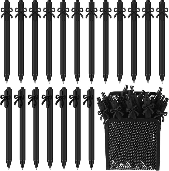 20 Pcs Bow Pens Valentine's Day Coquette Pink White Black Aesthetic Retractable Ink Writing Ballp... | Amazon (US)