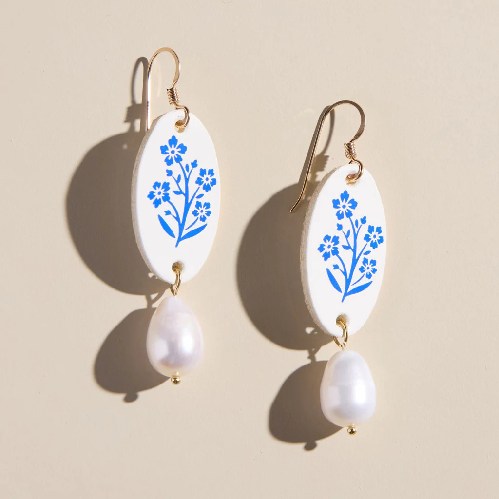 White Floral Sadie | Nickel and Suede