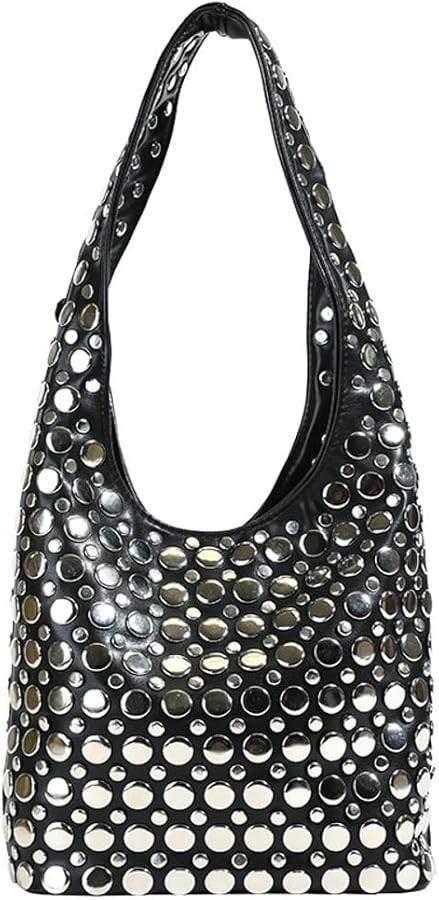 Y2k 90s Crescent Hobo Bags Women Trendy Studded PU Leather Shoulder Crossbody Purse Punk Underarm... | Amazon (US)