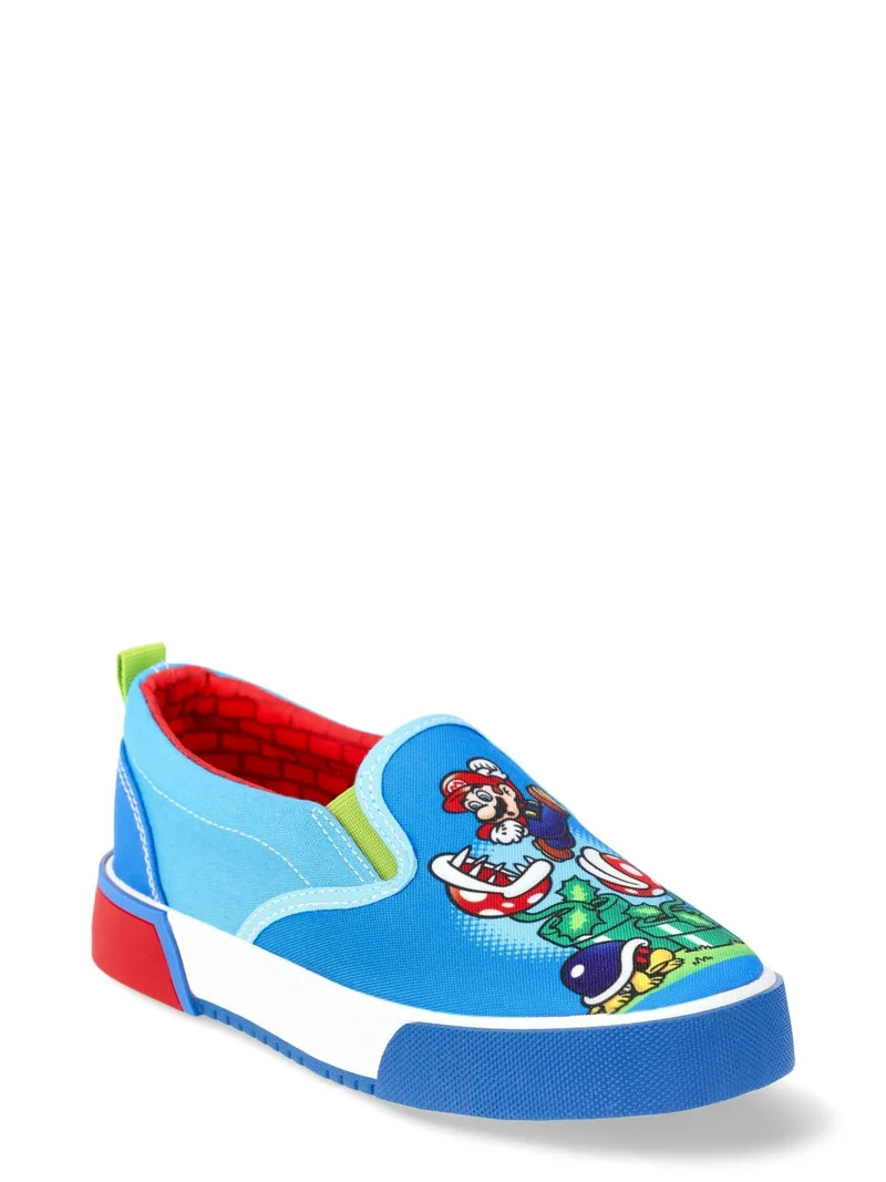 Nintendo Super Mario Bros Boys Slip-on Sneakers | Walmart (US)