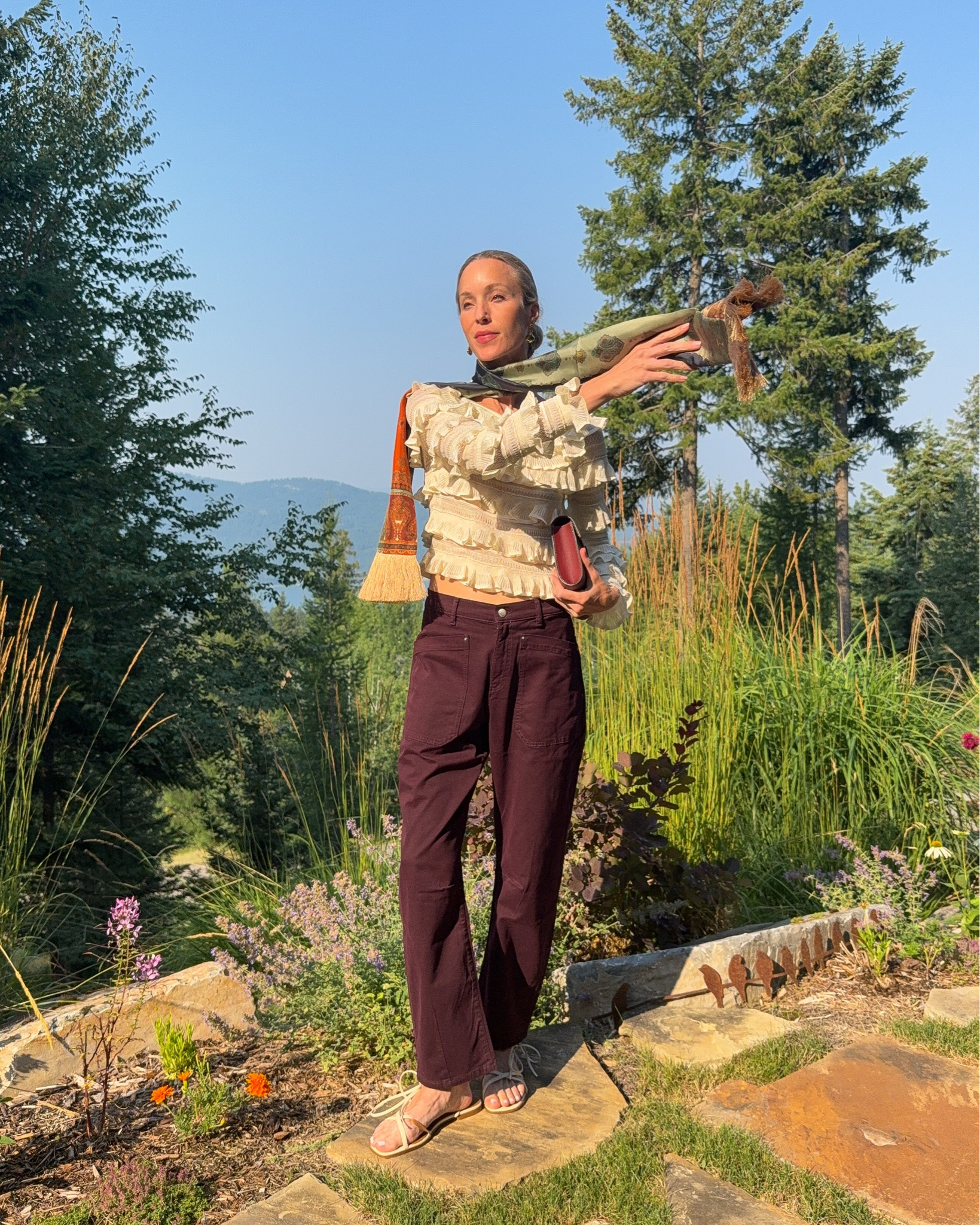 Transitional look in Montana! Size 25 in pants, ruffle top is old (similar linked), @Margaux sandals in 10 W, fringe scarf is a splurge but perfect for all things fall!

barrel jeans, fall scarf, transitional outfit, summer to fall outfit

#LTKootd #LTKgrwm #LTKSeasonal