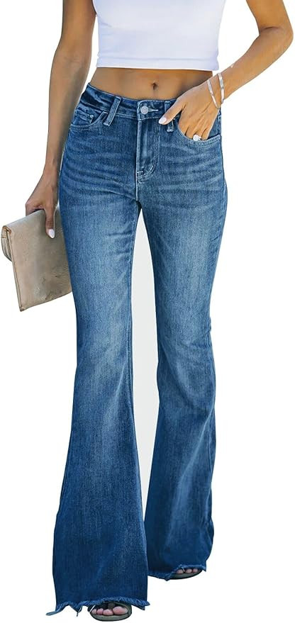 KUNMI Women's Flare Bell Bottom Jeans High Waisted Wide Leg Bootcut Jeans Stretchy Denim Pants | Amazon (US)