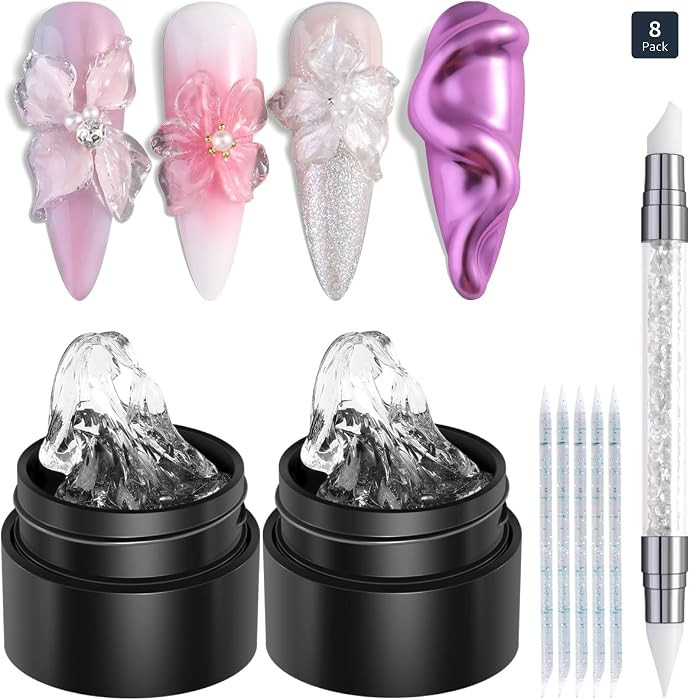 2PCS Clear 3D Sculpting Gel Kit - Non-Sticky Hand Carving Gel with Silicone Pen for Nails 3D Flow... | Amazon (US)