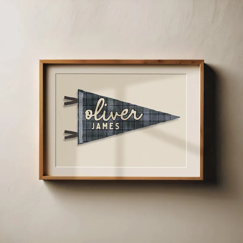 Custom Name Pennant Flag Personalized Pennant Banner Baby Shower Birthday Gift Boho Boys Room Dec... | Etsy (US)