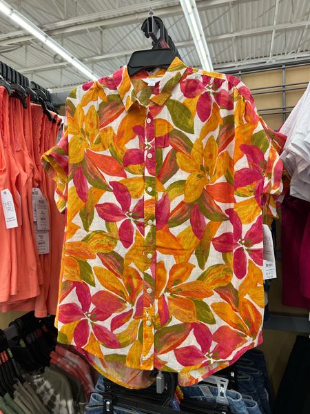 Camp shirts are back at Walmart, great deal for this type of button front shirt which you can wear with shorts or white jeans, or unbuttoned with a tank top. I like to tie the front. 

#LTKfindsunder50 #LTKfindsunder100 #LTKover40