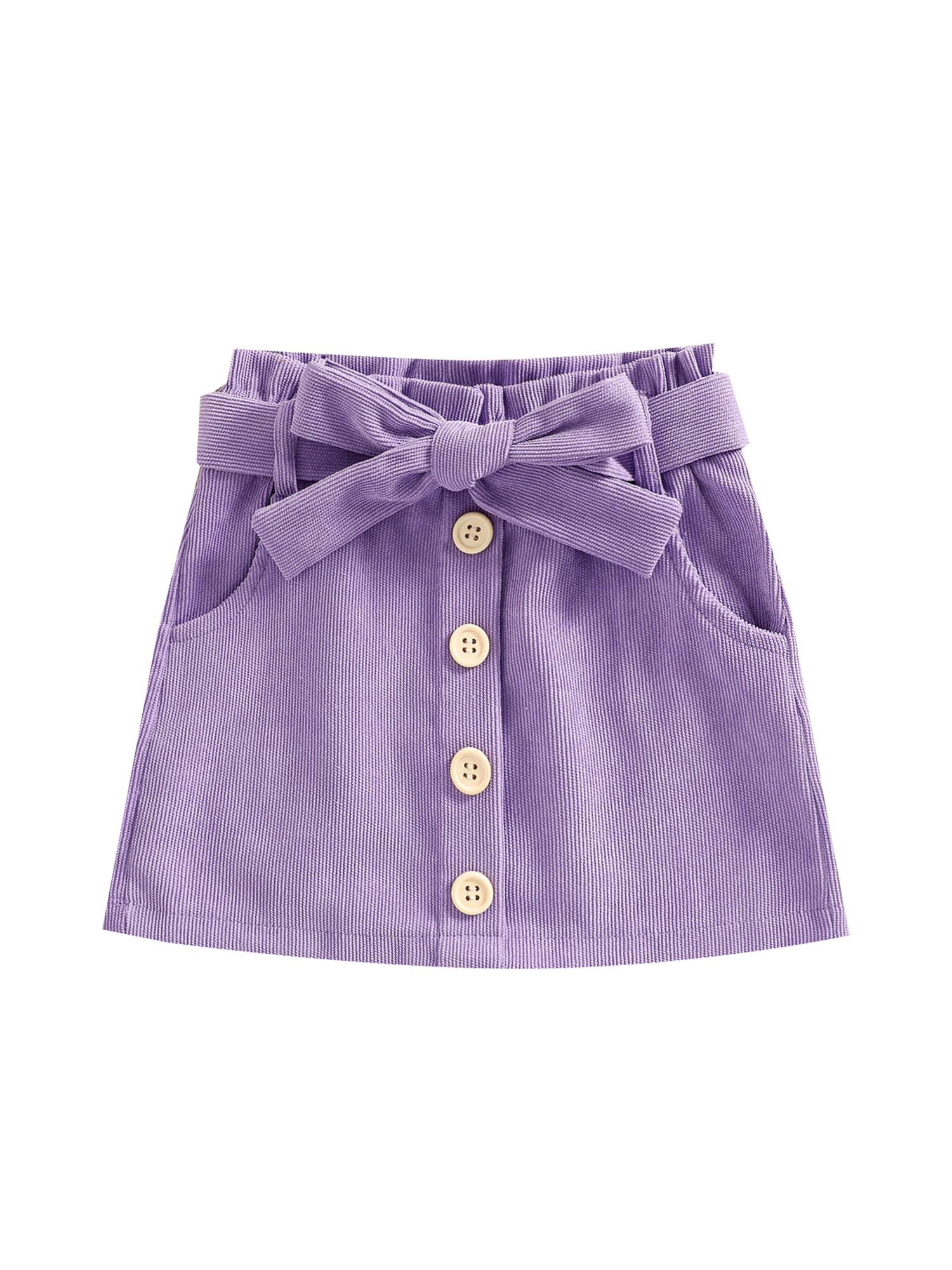 Toddler Baby Girl Basic Plain Corduroy Button Skirt Casual Mini Skirts with Belt - Walmart.com | Walmart (US)