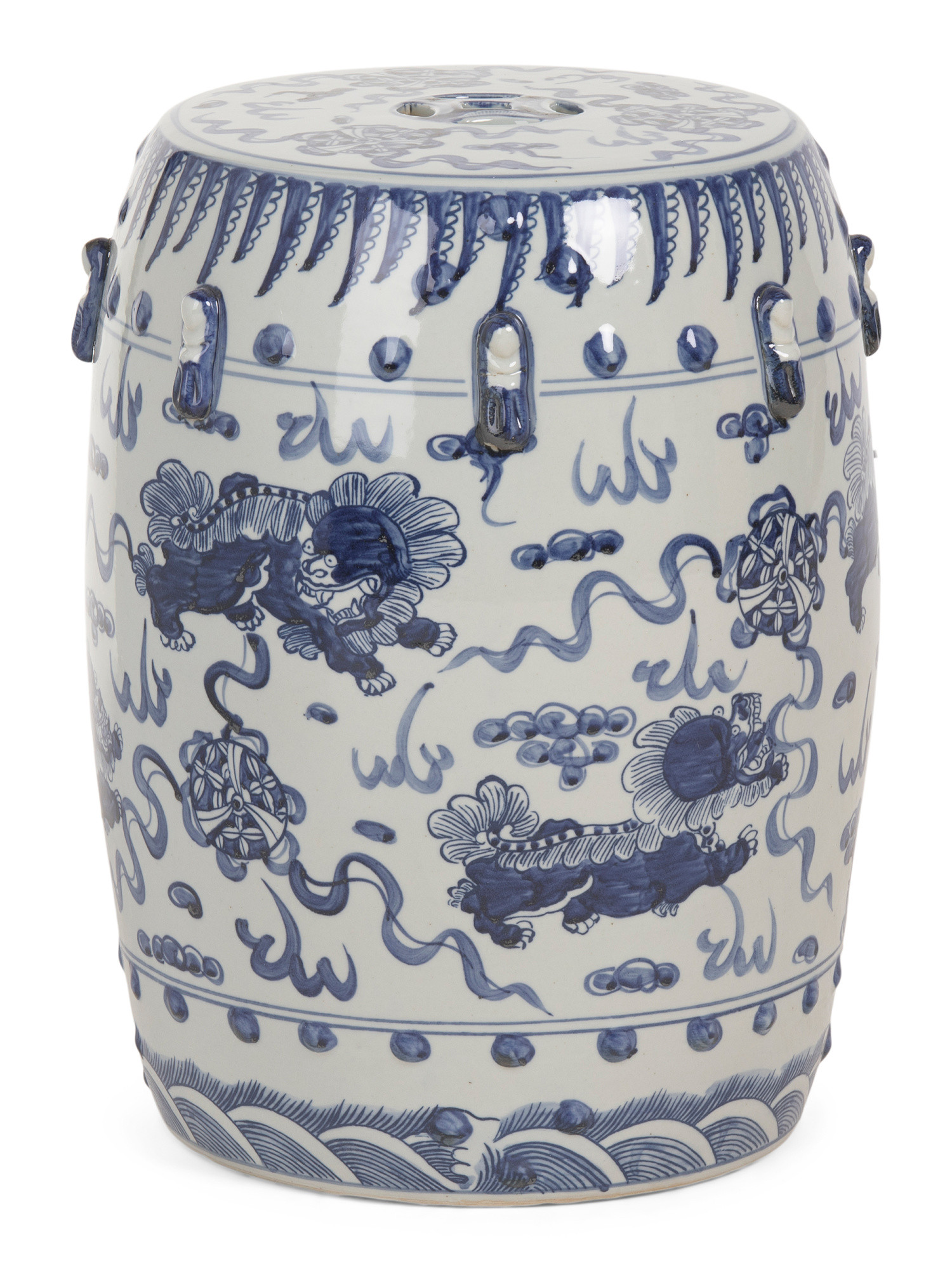 Porcelain Lion Motif Stool | TJ Maxx