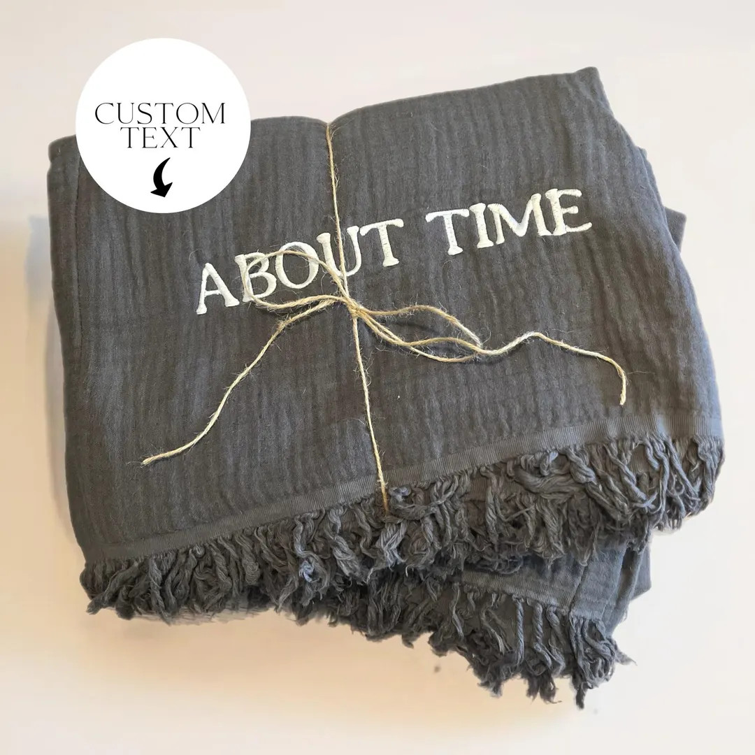 Custom Embroidered Muslin Throw Blanket | Etsy (US)