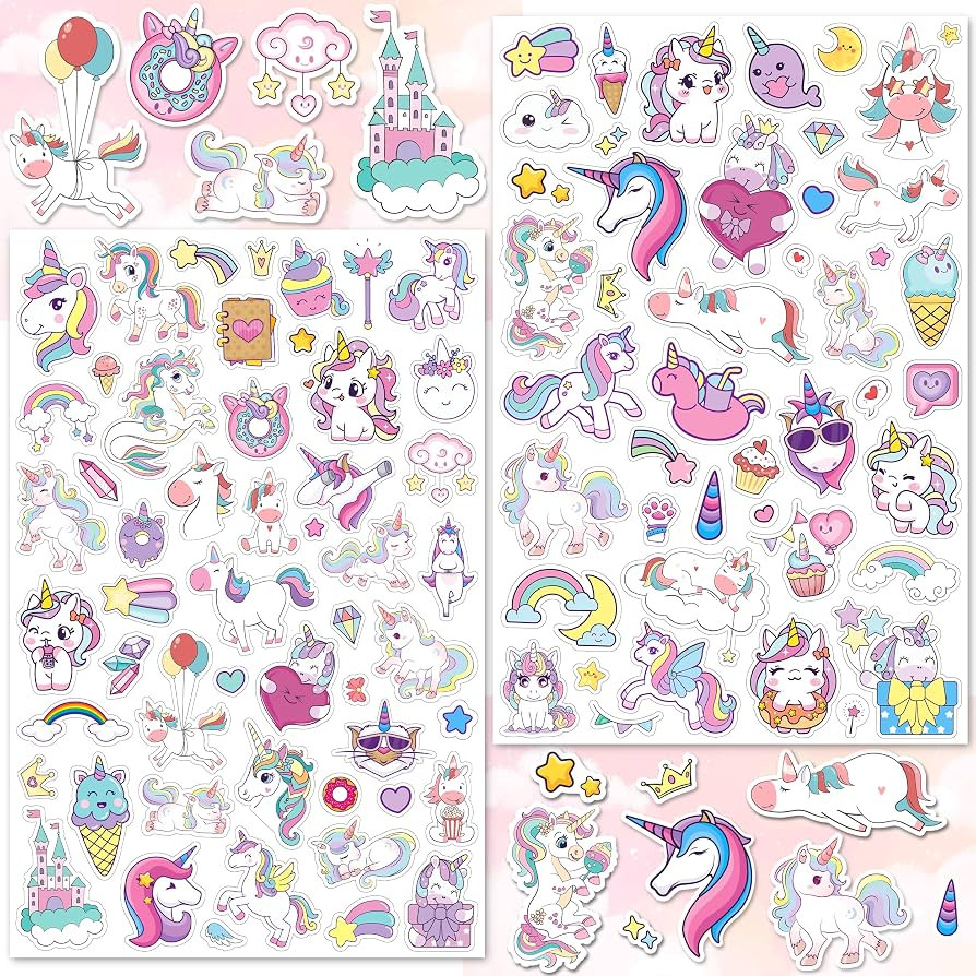 LINAYE 24 Sheets Unicorn Stickers for Kids Girls, 1100 PCS Cute Unicorn Stickers for Scrapbooking... | Amazon (US)
