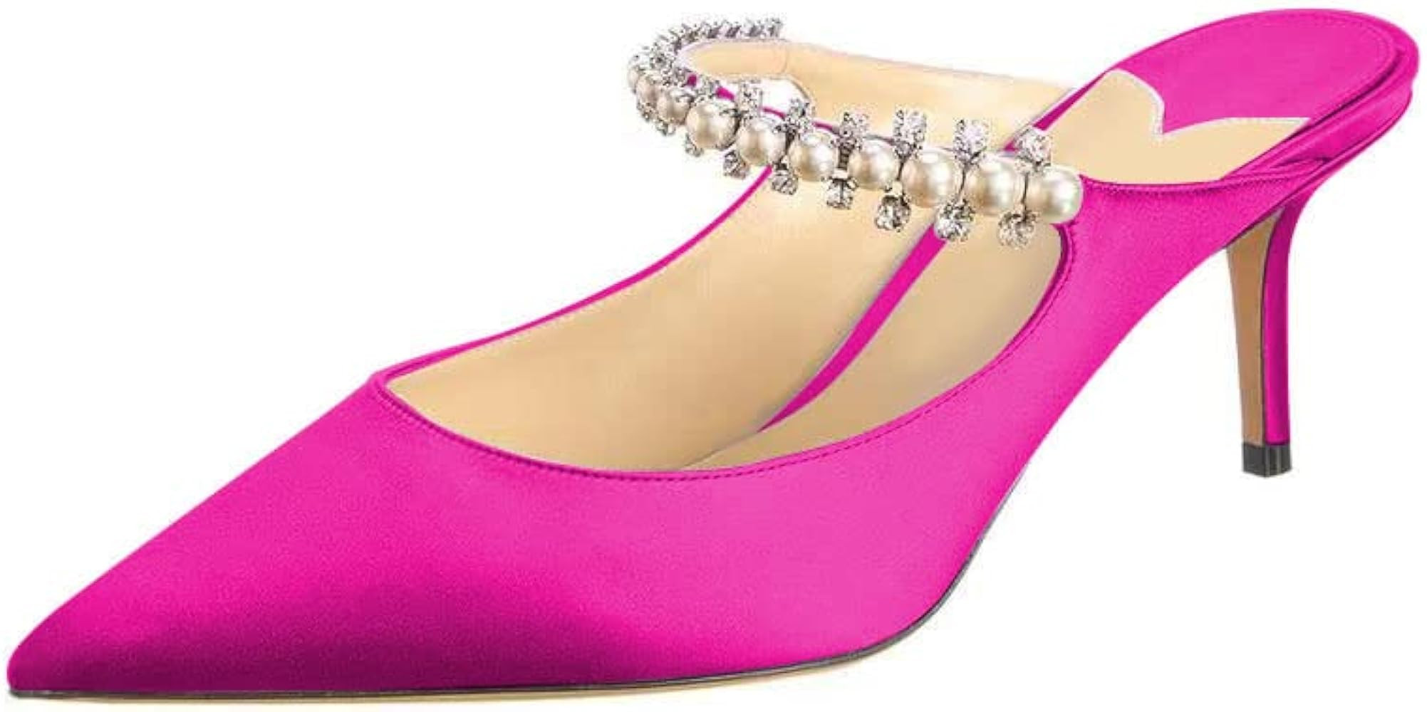 Jimishow Mule Heels Pointed Toe Heeled Mules for Women Strappy Satin Heels Slip On Wedding Shoes ... | Amazon (US)