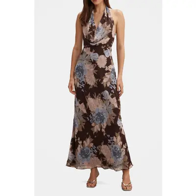 Ever New Marina Cowl Neck Halter Gown in Aurelia Floral at Nordstrom, Size 0 | Nordstrom