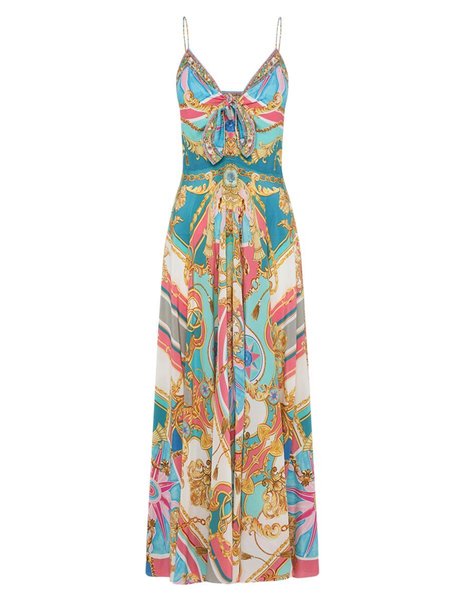 Abstract-Print Silk Sleeveless Maxi Dress | Saks Fifth Avenue