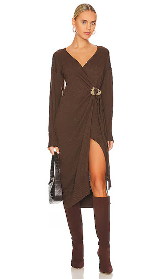 Mazzy Midi Dress in Brown | Revolve Clothing (Global)