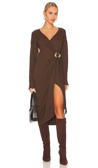 Mazzy Midi Dress in Brown | Revolve Clothing (Global)