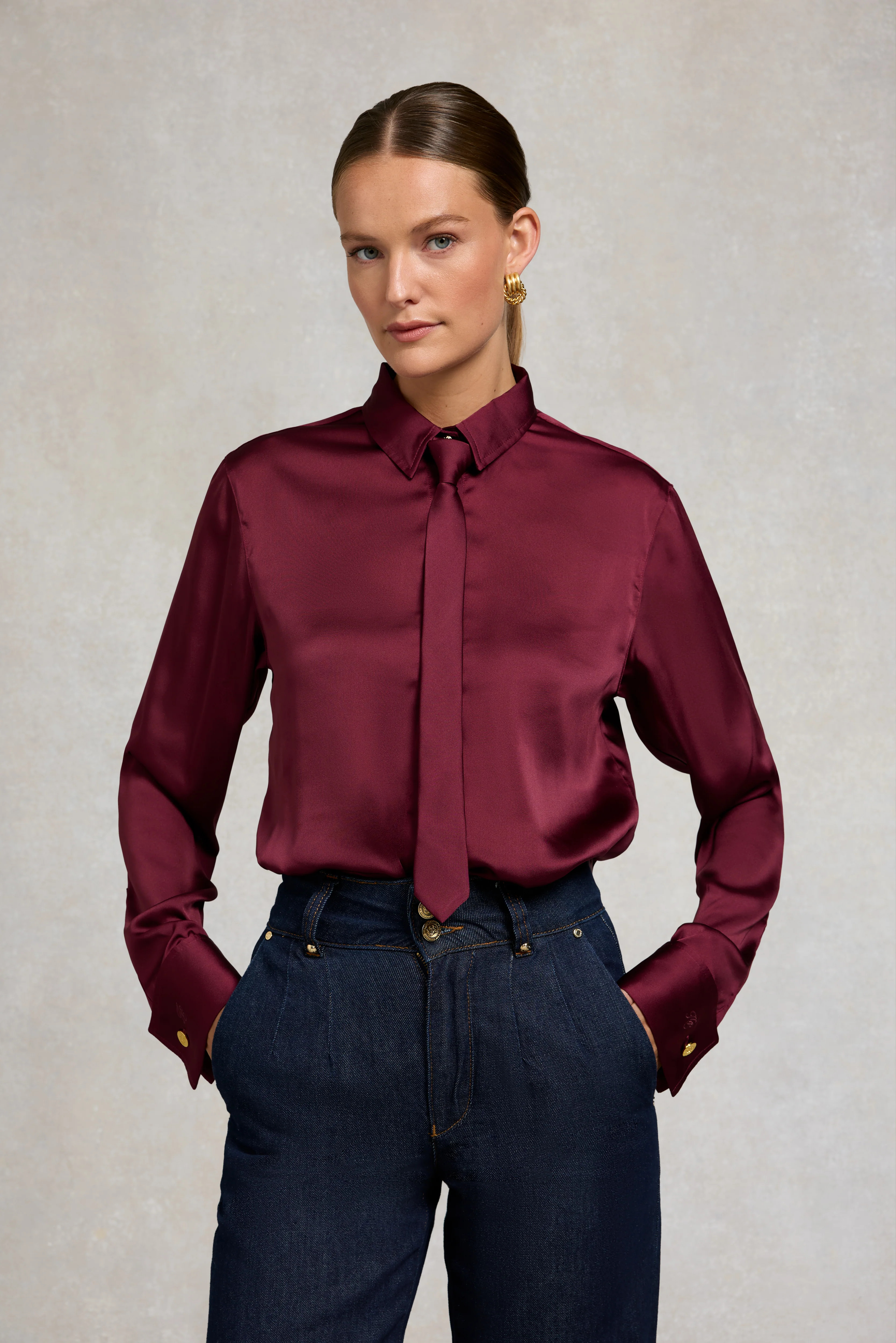 Georgina Satin Shirt (Mulberry) | Holland Cooper