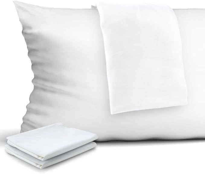 CAROMIO 4-Pack Zippered Pillow Protectors, Premium 400 Thread Count 100% Egyptian Cotton White Zi... | Amazon (US)