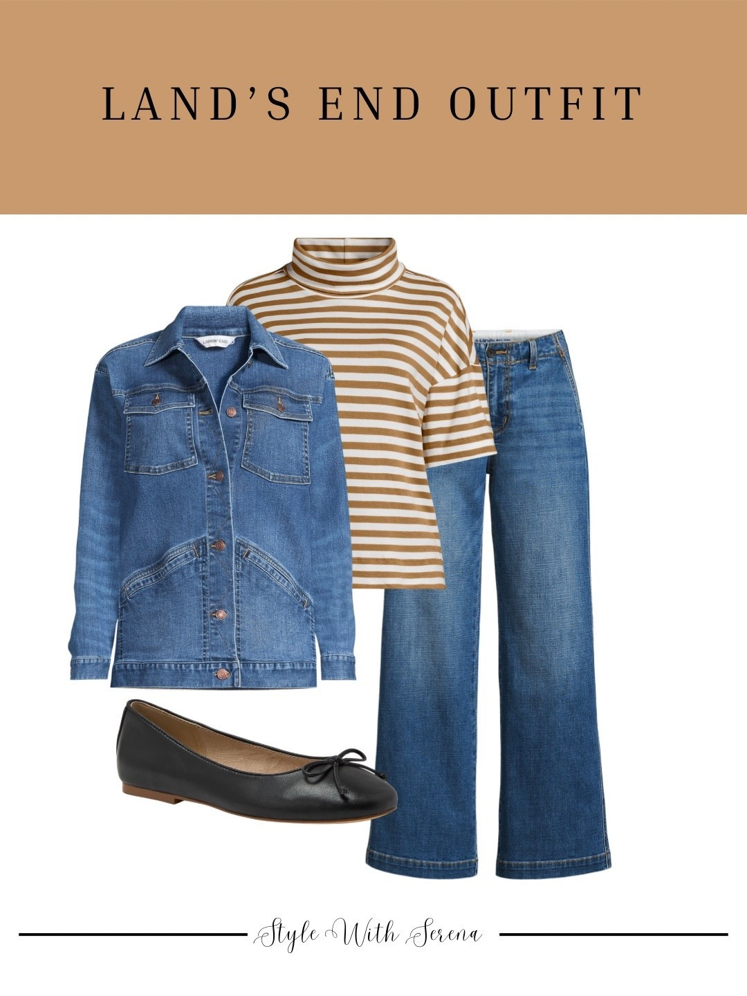 Lands end outfit, casual outfit, midlife fashion, denim, denim jacket, flats 

#LTKOver40 #LTKSeasonal #LTKootd