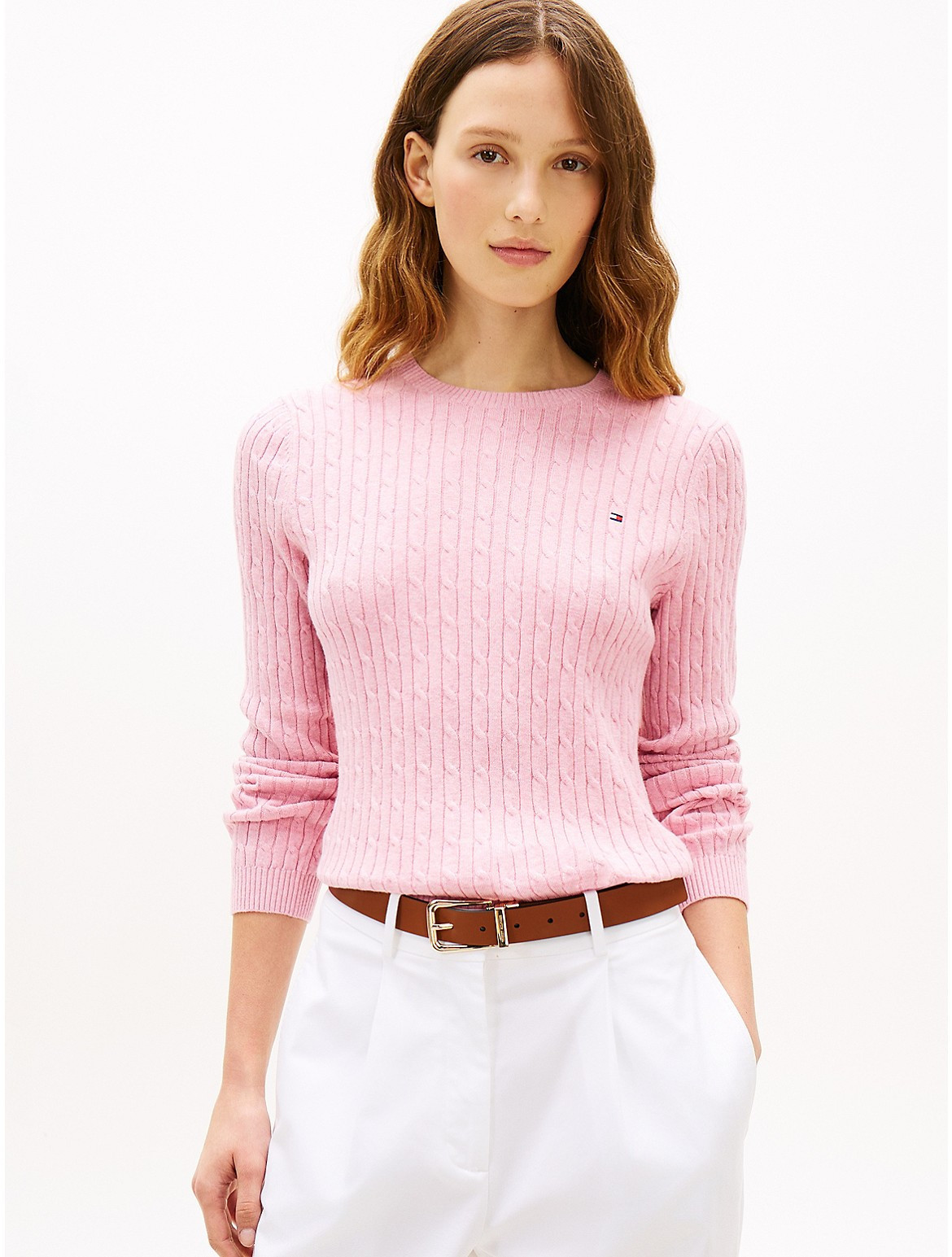 Tommy Hilfiger Women's Cable Knit Sweater - Pink - XXS | Tommy Hilfiger (US)