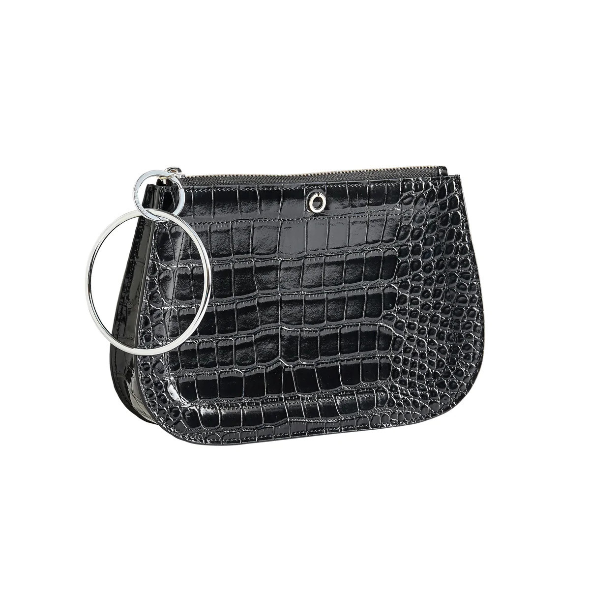 Back in Black Croc-Embossed with Silver - Big O® Bracelet Bag | Oventure