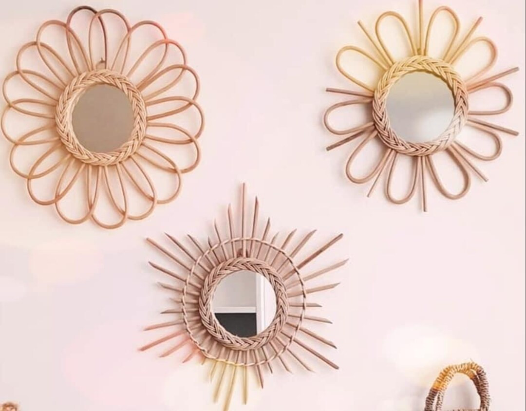 Set of Rattan Mirrors, Boho Mirror,rattan Wall Mirror, Boho Home Decor, Wall Decor, Wall Hanger, ... | Etsy (US)