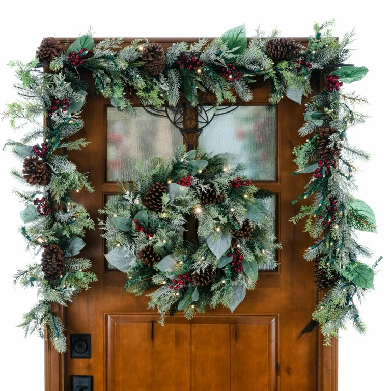 Village Lighting Company Winter Frost 24 in. Pre-Lit LED Wreath | Walmart (US)