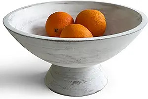Fairwood Way White Fruit Bowl - White Footed Bowl – Coastal, Shabby Chic or Farmhouse Centerpie... | Amazon (US)