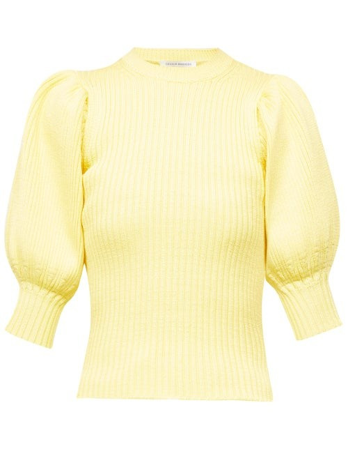 Cecilie Bahnsen - Maddy Puff-sleeve Ribbed Sweater - Womens - Light Yellow | Matches (US)