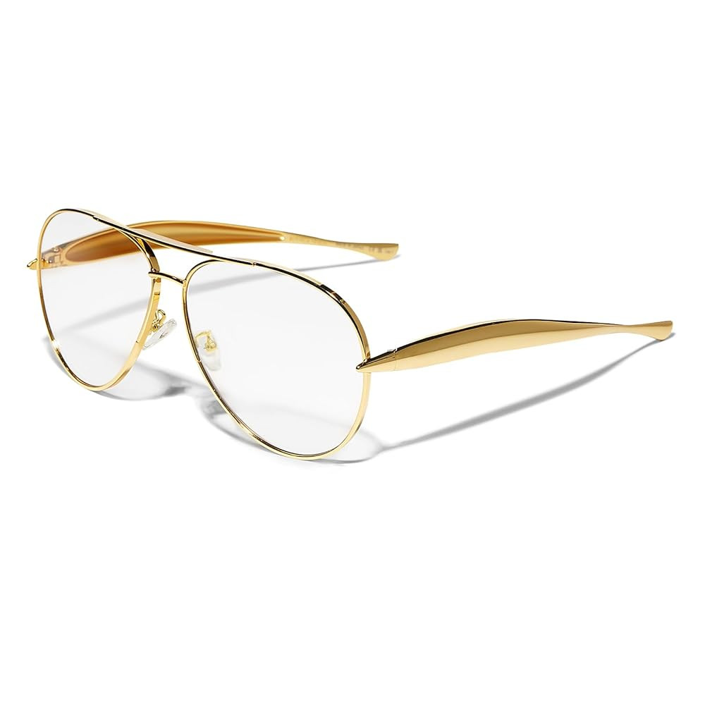 Retro Gold Aviator Sunglasses for Women Men, 2025 Metal Oversized 70s Aviators Sun Glasses | Amazon (US)