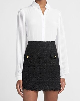 High Waisted A-Line Tweed Mini Skirt | Express