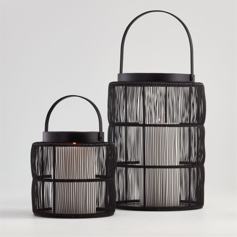 Ora Black Wire Lanterns | Crate & Barrel | Crate & Barrel