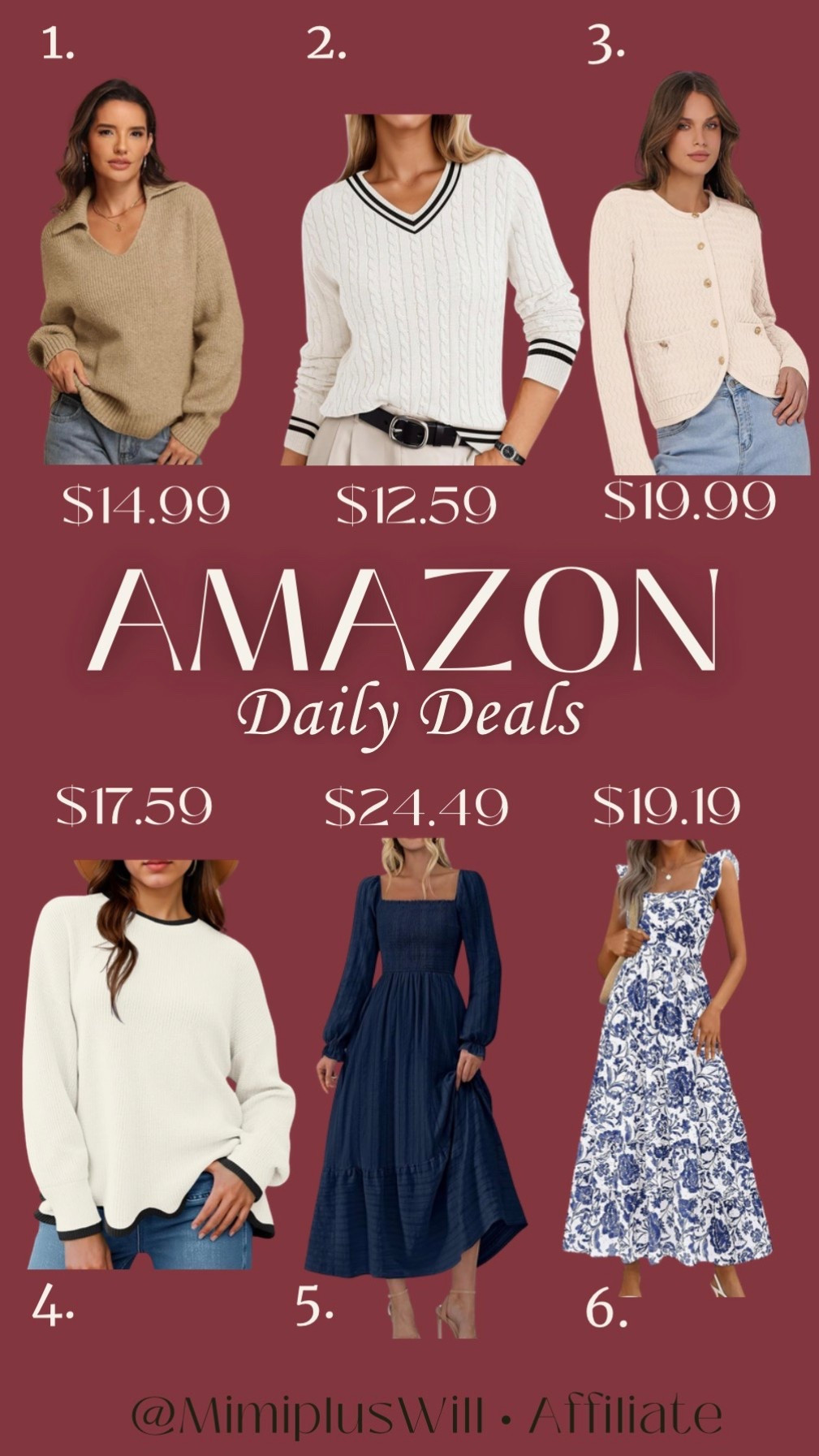 Amazon daily deal! Use the codes listed below for a limited time!

1. Z6NLQTYT
2. GH23NEN2
3. 6UQOEGLT
4. O9FT2P9D
5. 4544237H
6. 40AG3CW6

Amazon deals | dress | wedding guest dress | sweater | cardigan | women’s gift
Follow @mimipluswill for more!

#LTKSaleAlert #LTKGiftGuide #LTKHoliday
