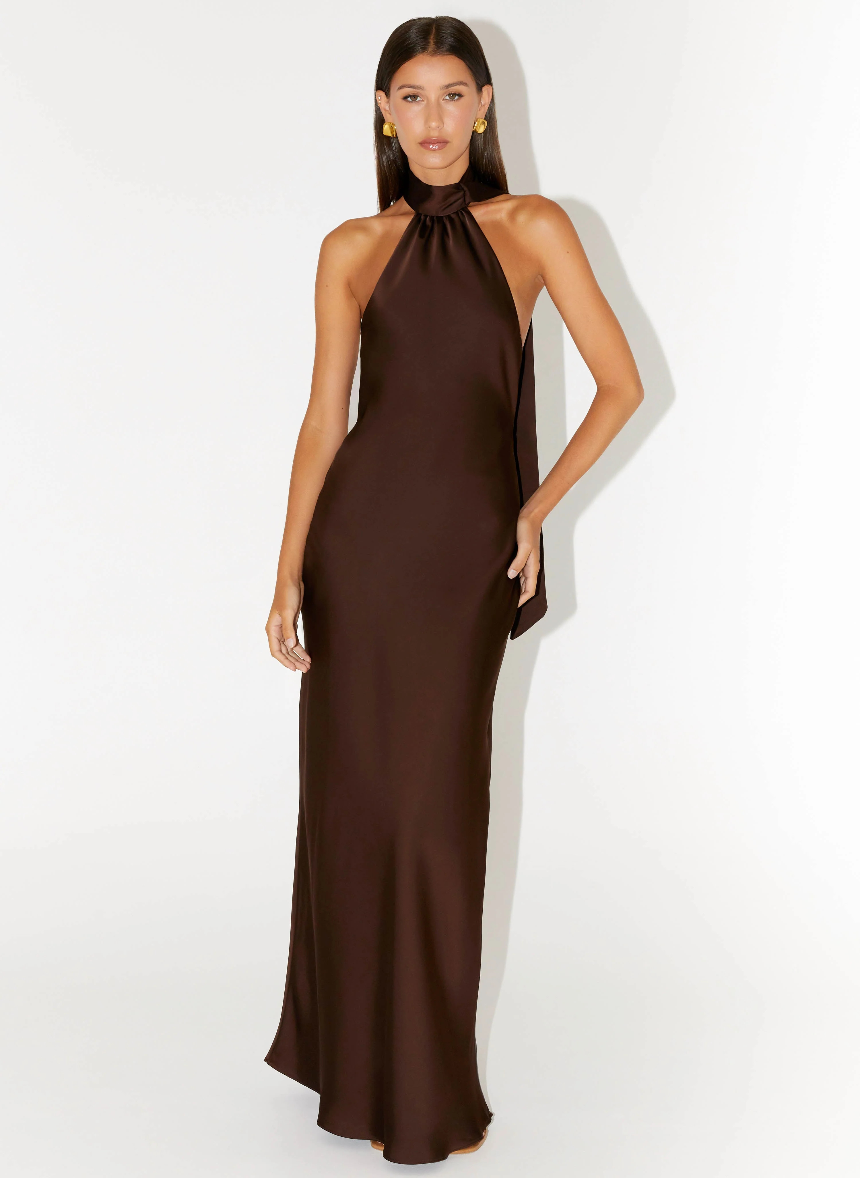 Keena Scarf Maxi Dress - Chocolate | Peppermayo (Global)