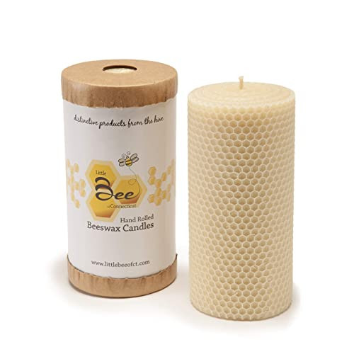 6 Inch Hand-Rolled Beeswax Pillar Candle by Little Bee of Connecticut | Amazon (US)