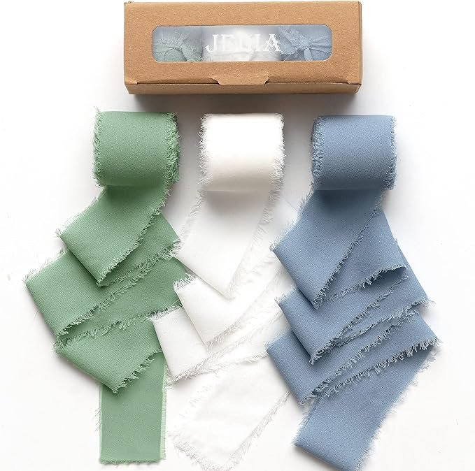 Dusty Blue Ribbon, 3 Rolls Graduation Ribbons, 1.5" x 7Yd Green Ribbon for Gift Wrapping, Wedding... | Amazon (US)