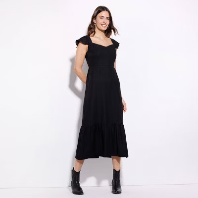 Women's Ruffle Short Sleeve Midi Dress - Wild Fable™ Black XL | Target