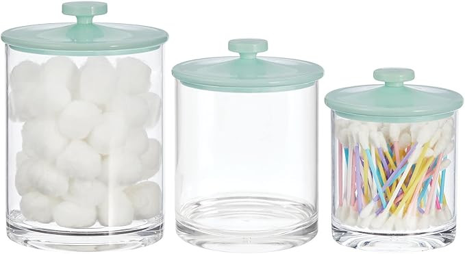mDesign Plastic Apothecary Canister Jar Storage Organizer for Bathroom, Bedroom, Vanity, Kitchen ... | Amazon (US)