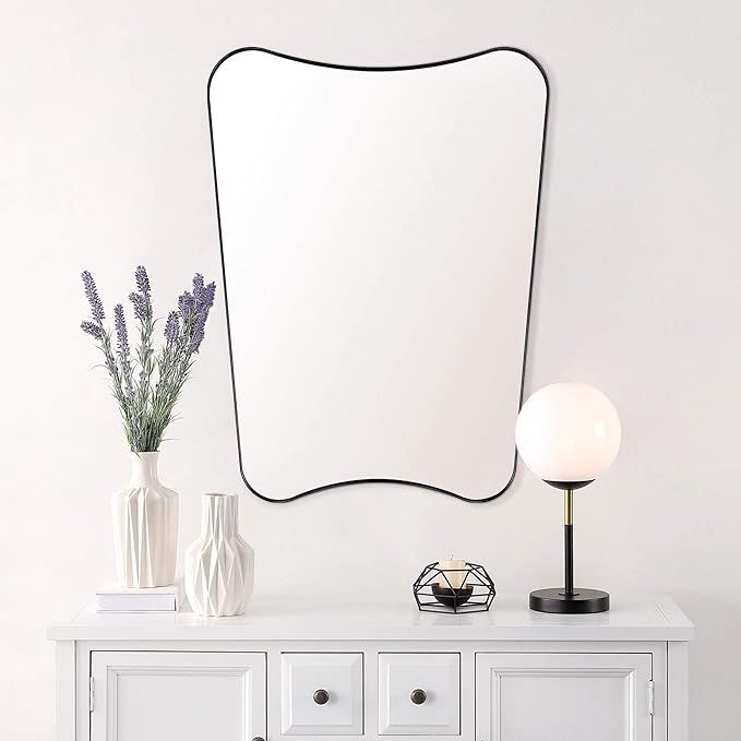 VANA NALA 36x27 Irregular Black Wall Mirror Stainless Steel Metal Frame Bathroom Vanity Mirror Mo... | Amazon (US)