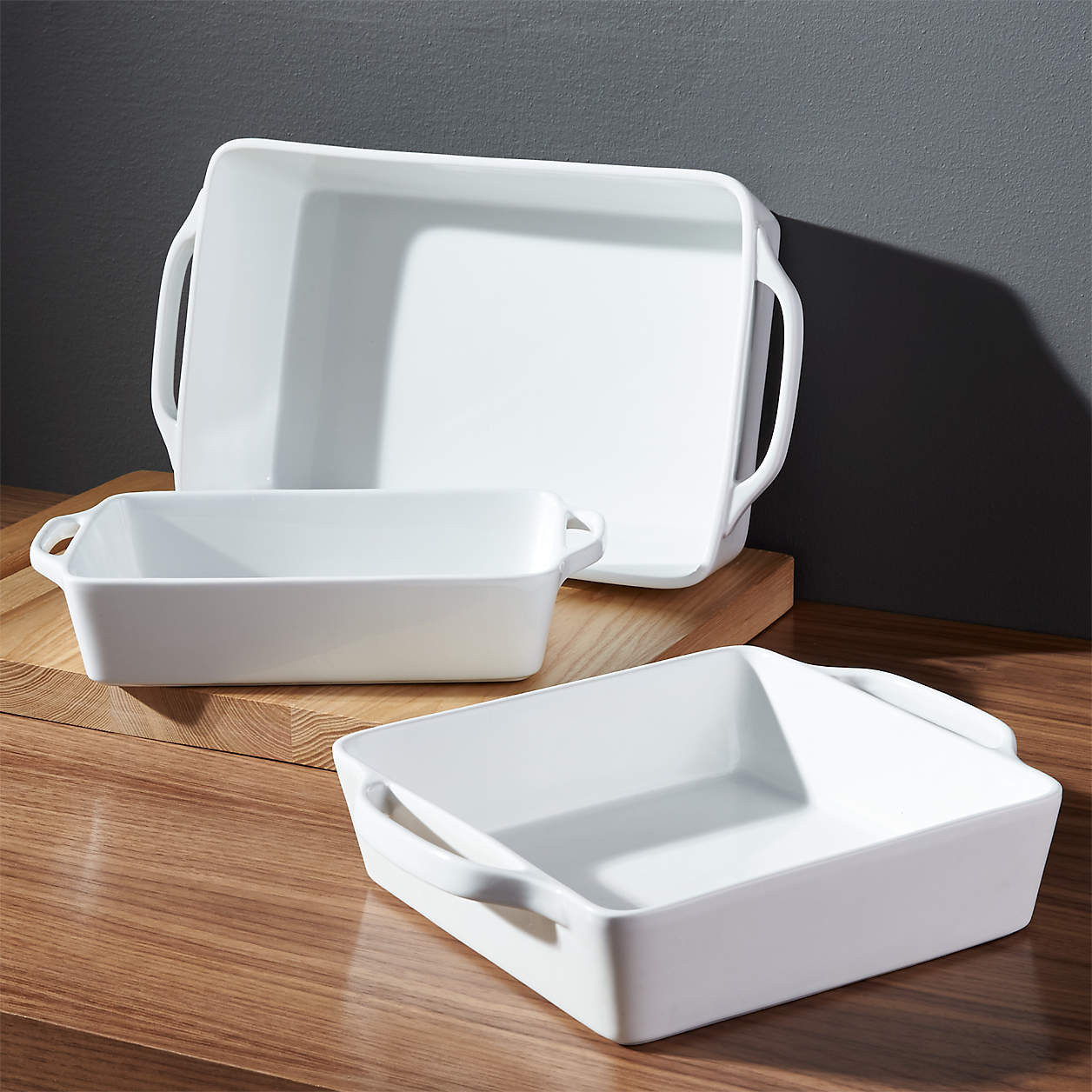 Aspen Porcelain Bakers, Set of 3 + Reviews | Crate & Barrel | Crate & Barrel