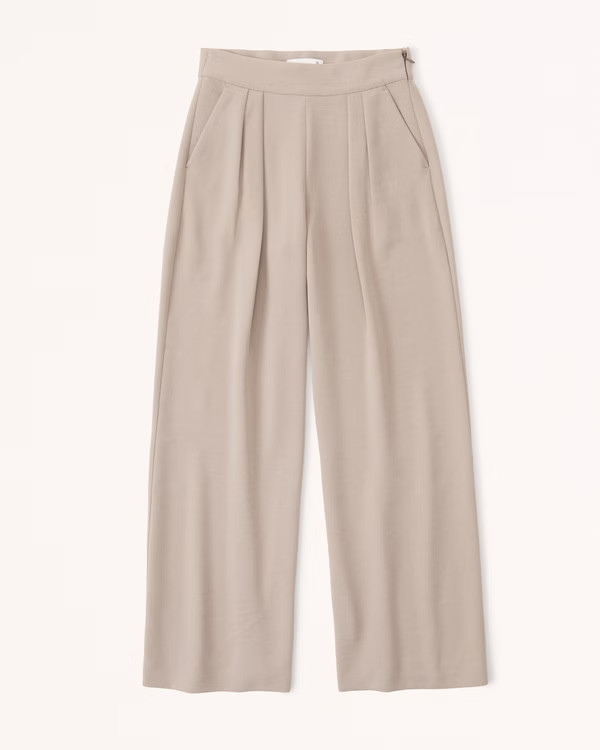 Women's Premium Crepe Tailored Ultra Wide-Leg Pant | Women's Bottoms | Abercrombie.com | Abercrombie & Fitch (US)