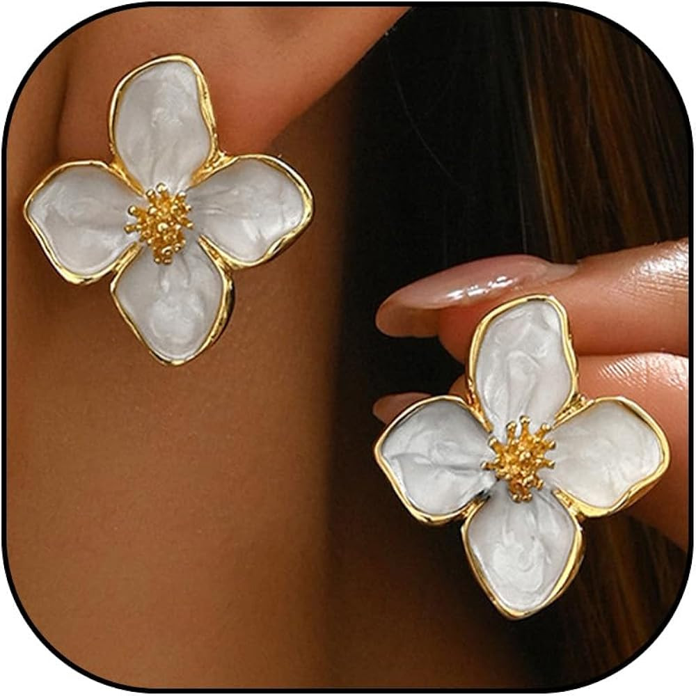 Gold Flower Earrings for Women Floral Statement Trendy Elegant 2026 Spring Dresses Outfits Fashio... | Amazon (US)