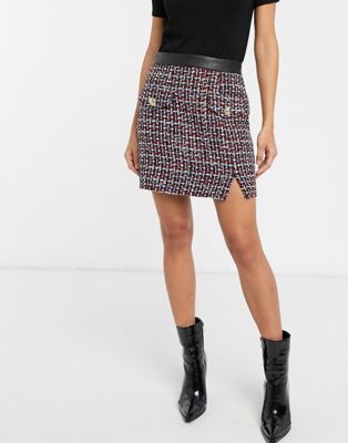 River Island boucle mini skirt in navy | ASOS (Global)