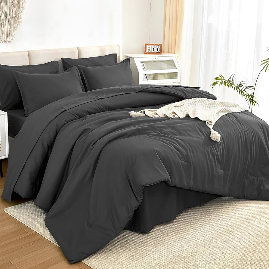 Litanika Comforter King Size Set Dark Grey - 7 Pieces Bed in a Bag King Beddding Comforter Sets, ... | Amazon (US)