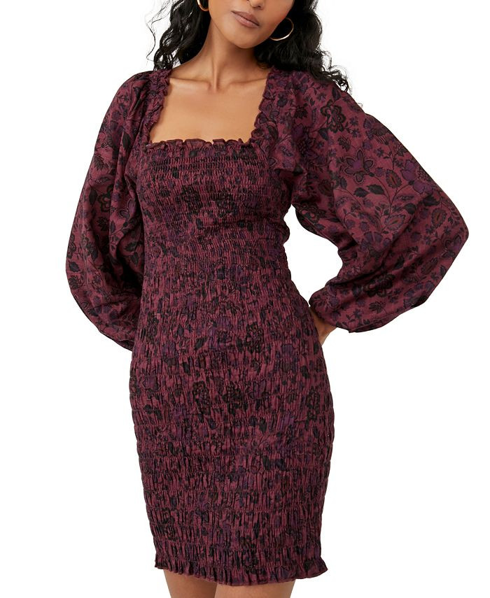 Floral-Print Smock It To Me Balloon-Sleeve Mini Dress | Macys (US)