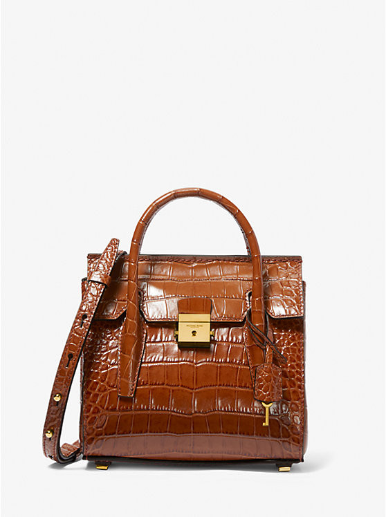 Campbell Mini Crocodile Embossed Leather Satchel | Michael Kors US