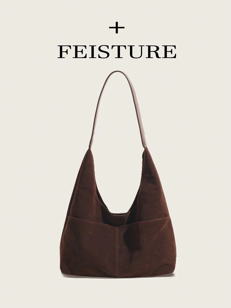 FEISTURE 1pc Multi-Pocket Underarm Shoulder Bag, Made Of Maillard Suede-Like Fabric, Comes With M... | SHEIN