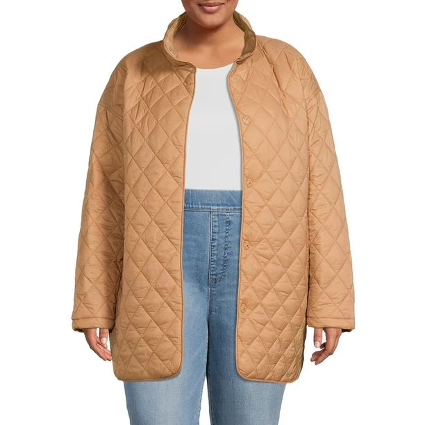 Time and Tru Women's and Plus Quilted Barn Coat | Walmart (US)