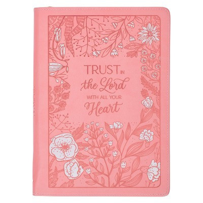 Christian Art Gifts Pink Vegan Leather Zipped Journal, Inspirational Women's Notebook Trust in the Lord Scripture, Flexible Cover, 336 Ruled Pages, | Target